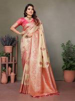 Thumbnail for Vedant Vastram Viscose Silk Kanjeevaram Silk Saree - Peach - Distacart