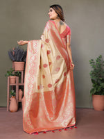 Thumbnail for Vedant Vastram Viscose Silk Kanjeevaram Silk Saree - Peach - Distacart