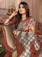 Thumbnail for Vedant Vastram Soft Litchi Silk Kanjeevaram Silk Saree - Beige - Distacart