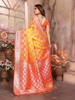 Thumbnail for Vedant Vastram Soft Litchi Silk Kanjeevaram Silk Saree - Mustard - Distacart