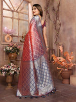 Thumbnail for Vedant Vastram Soft Litchi Silk Kanjeevaram Silk Saree - Peach - Distacart