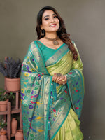 Thumbnail for Vedant Vastram Tissue Silk Paithani Silk Saree - Parrot - Distacart