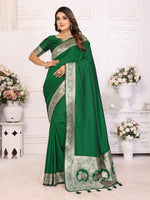 Thumbnail for Vedant Vastram Soft Litchi Silk Banarasi Silk Saree - Green - Distacart