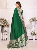 Thumbnail for Vedant Vastram Soft Litchi Silk Banarasi Silk Saree - Green - Distacart