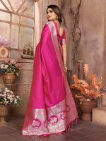 Thumbnail for Vedant Vastram Soft Litchi Silk Banarasi Silk Saree - Magenta - Distacart