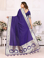 Thumbnail for Vedant Vastram Soft Litchi Silk Banarasi Silk Saree - Violet - Distacart