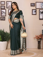 Thumbnail for Vedant Vastram Soft Litchi Silk Banarasi Silk Saree - Green - Distacart