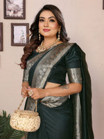 Thumbnail for Vedant Vastram Soft Litchi Silk Banarasi Silk Saree - Green - Distacart