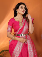Thumbnail for Vedant Vastram Soft Litchi Silk Banarasi Silk Saree - Magenta - Distacart