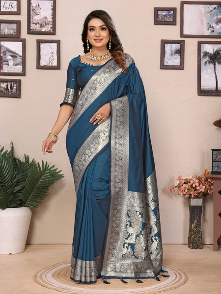 Vedant Vastram Soft Litchi Silk Banarasi Silk Saree - Morpich - Distacart
