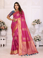 Thumbnail for Vedant Vastram Soft Litchi Silk Banarasi Silk Saree - Pink - Distacart