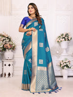 Thumbnail for Vedant Vastram Soft Litchi Silk Banarasi Silk Saree - Rama - Distacart
