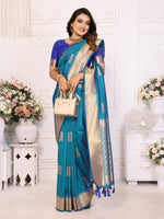 Thumbnail for Vedant Vastram Soft Litchi Silk Banarasi Silk Saree - Rama - Distacart