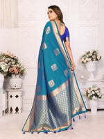 Thumbnail for Vedant Vastram Soft Litchi Silk Banarasi Silk Saree - Rama - Distacart
