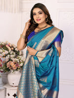 Thumbnail for Vedant Vastram Soft Litchi Silk Banarasi Silk Saree - Rama - Distacart