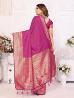 Thumbnail for Vedant Vastram Soft Litchi Silk Banarasi Silk Saree - Magenta - Distacart