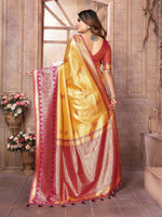 Thumbnail for Vedant Vastram Tissue Silk Kanjeevaram Silk Saree - Mustard - Distacart