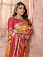 Thumbnail for Vedant Vastram Tissue Silk Kanjeevaram Silk Saree - Mustard - Distacart