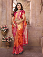 Thumbnail for Vedant Vastram Tissue Silk Kanjeevaram Silk Saree - Orange - Distacart