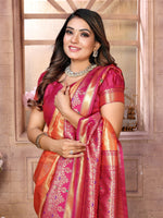 Thumbnail for Vedant Vastram Tissue Silk Kanjeevaram Silk Saree - Orange - Distacart