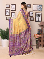 Thumbnail for Vedant Vastram Tissue Silk Patola Design Kanjeevaram Silk Saree - Beige - Distacart