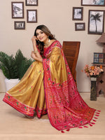 Thumbnail for Vedant Vastram Tissue Silk Patola Design Kanjeevaram Silk Saree - Mustard - Distacart