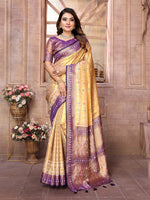Thumbnail for Vedant Vastram Tissue Silk Patola Design Kanjeevaram Silk Saree - Lavender - Distacart