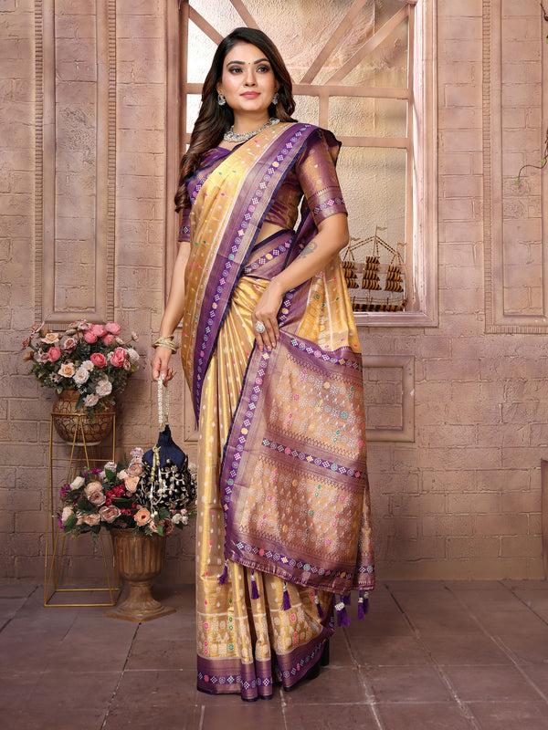 Vedant Vastram Tissue Silk Patola Design Kanjeevaram Silk Saree - Lavender - Distacart