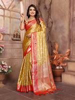 Thumbnail for Vedant Vastram Tissue Silk Kanjeevaram Silk Saree - Mustard - Distacart