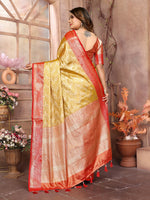 Thumbnail for Vedant Vastram Tissue Silk Kanjeevaram Silk Saree - Mustard - Distacart