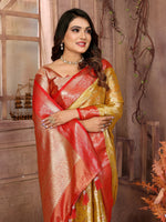 Thumbnail for Vedant Vastram Tissue Silk Kanjeevaram Silk Saree - Mustard - Distacart