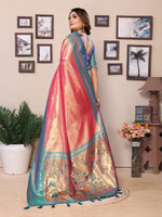 Thumbnail for Vedant Vastram Tissue Silk Paithani Silk Saree - Peach - Distacart