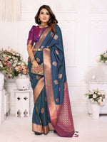 Thumbnail for Vedant Vastram Soft Litchi Silk Banarasi Silk Saree - Morpich - Distacart