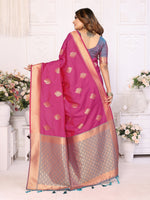 Thumbnail for Vedant Vastram Soft Litchi Silk Banarasi Silk Saree - Pink - Distacart