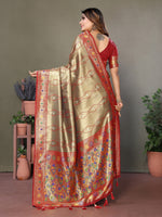 Thumbnail for Vedant Vastram Tissue Silk Leheriya Design Kanjeevaram Silk Saree - Beige - Distacart