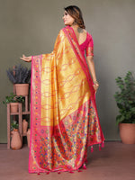 Thumbnail for Vedant Vastram Tissue Silk Leheriya Design Kanjeevaram Silk Saree - Mustard - Distacart