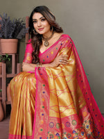 Thumbnail for Vedant Vastram Tissue Silk Leheriya Design Kanjeevaram Silk Saree - Mustard - Distacart