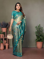 Thumbnail for Vedant Vastram Tissue Silk Leheriya Design Kanjeevaram Silk Saree - Rama - Distacart
