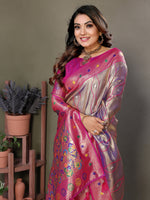 Thumbnail for Vedant Vastram Tissue Silk Leheriya Design Kanjeevaram Silk Saree - Sky Blue - Distacart