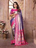 Thumbnail for Vedant Vastram Tissue Silk Paithani Silk Saree - Blue - Distacart