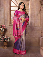 Thumbnail for Vedant Vastram Tissue Silk Paithani Silk Saree - Blue - Distacart