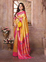 Thumbnail for Vedant Vastram Tissue Silk Paithani Silk Saree - Mustard - Distacart