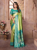 Thumbnail for Vedant Vastram Tissue Silk Paithani Silk Saree - Parrot - Distacart