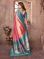 Thumbnail for Vedant Vastram Tissue Silk Paithani Silk Saree - Peach - Distacart