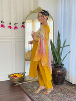 Thumbnail for The52 Women's Viscose Embroidery work Straight Kurta with Pant and Dupatta Set
