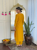 Thumbnail for The52 Women's Viscose Embroidery work Straight Kurta with Pant and Dupatta Set
