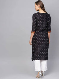 Thumbnail for Anubhutee Black & Orange Printed Straight Kurta - Distacart