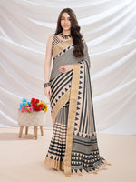 Thumbnail for Mitera Striped Zari Silk Blend Saree - Distacart