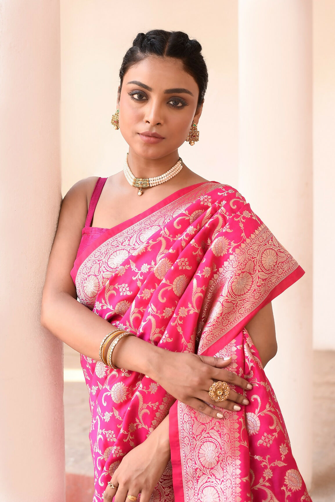 Joban Fashion Hot Pink Soft Pure Handloom Banarasi Silk Saree