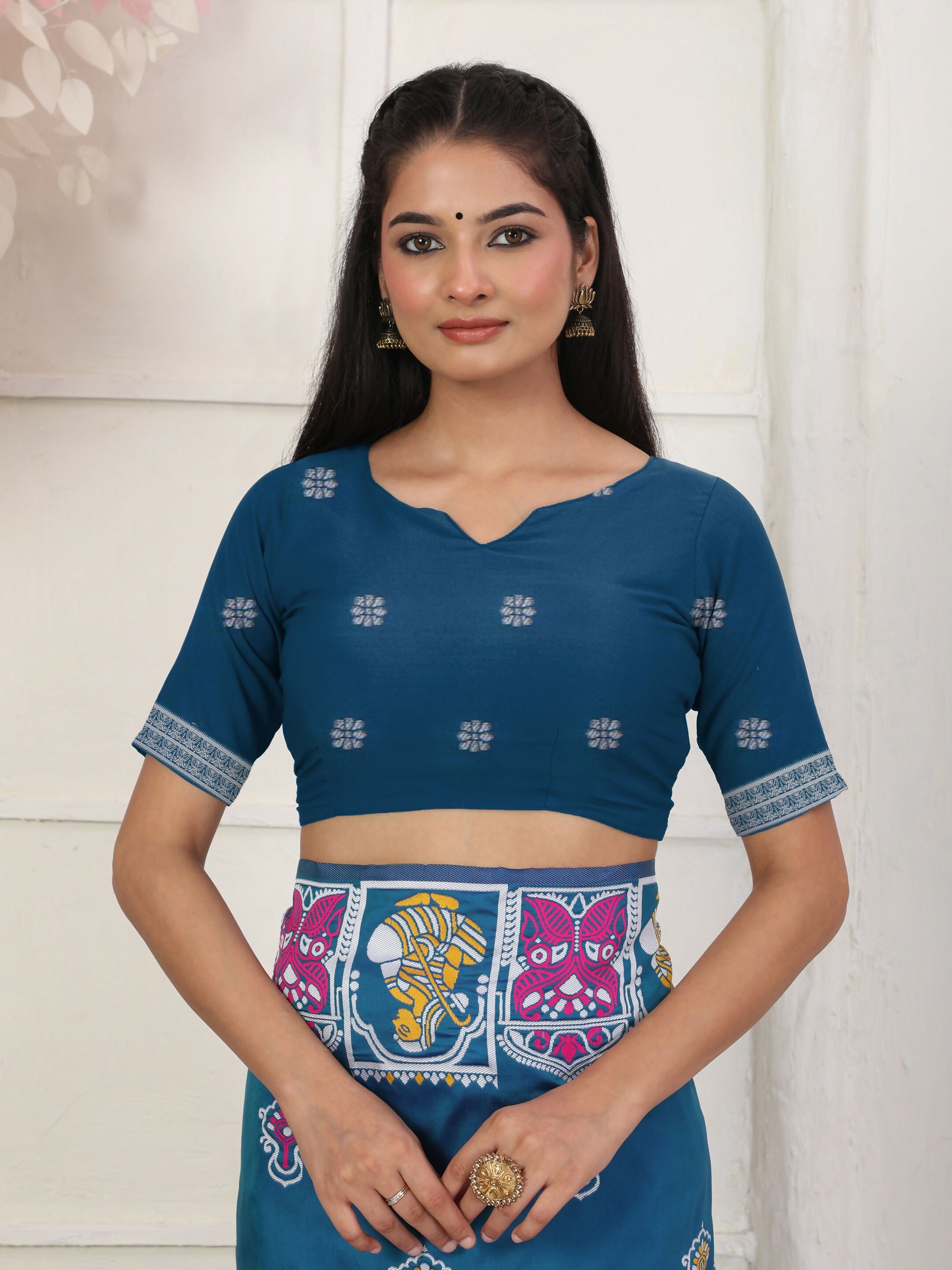 Astita Silk Blend Teal Blue Saree